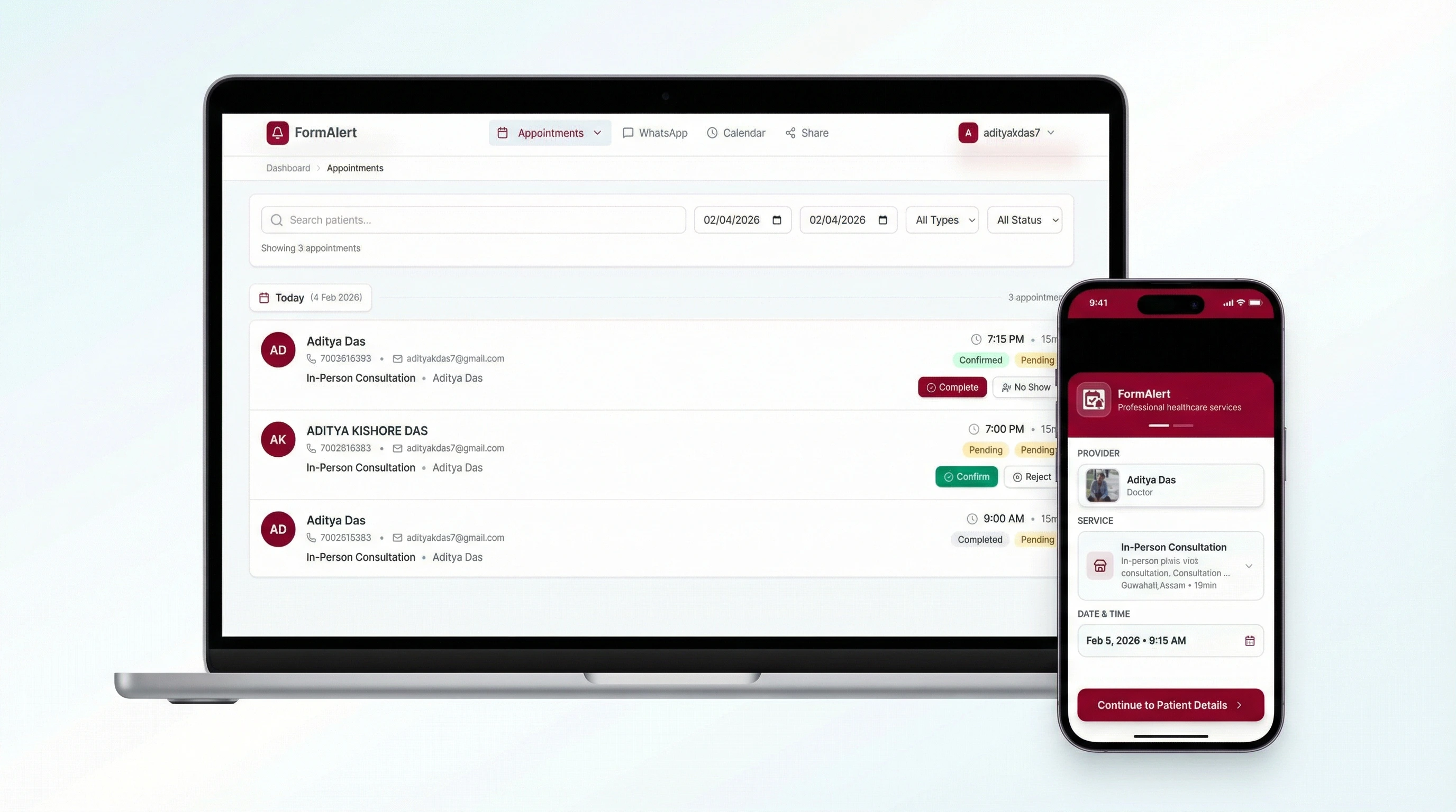 FormAlert clinic management platform